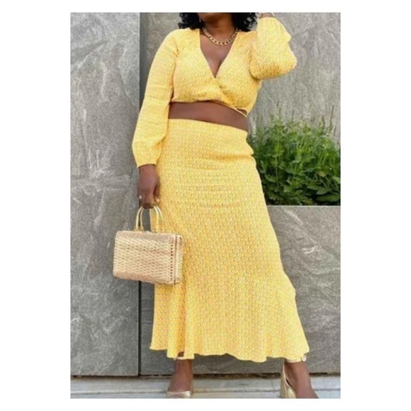 Rhode x Target Yellow Long Sleeve Crop Top Maxi Skirt Two Piece Set Size L NWT - Picture 3 of 14